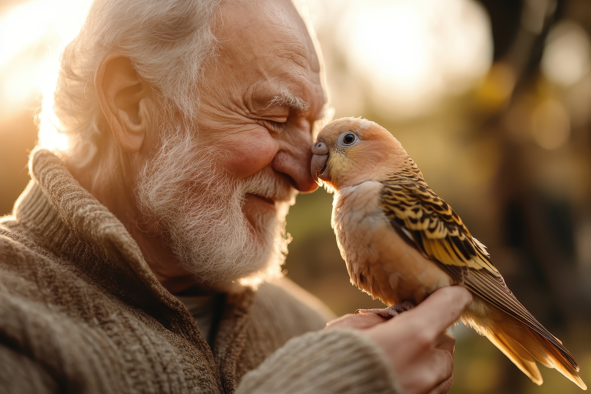 Senior mit Vogel auf der Hand | Wildvogelfutter 25 kg

